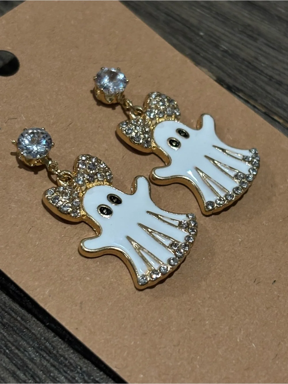 Booo-tiful Rhinestone Ghost Drop Earrings